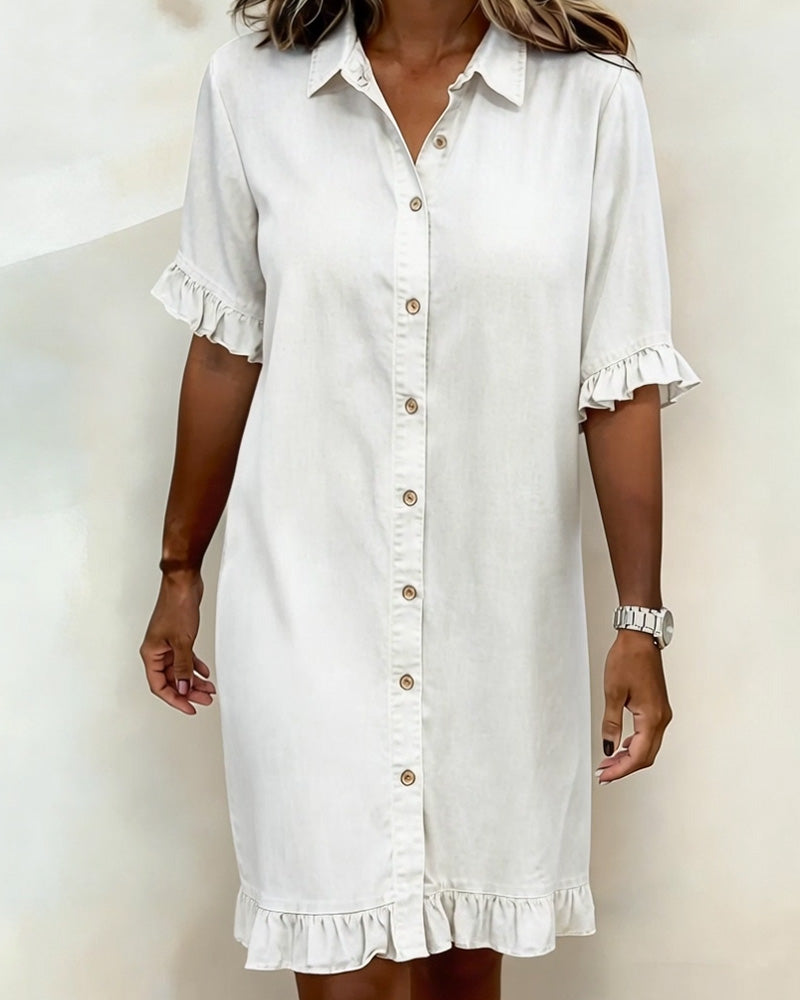 Lusa | Comfortable Denim Dress with Flattering Ripple