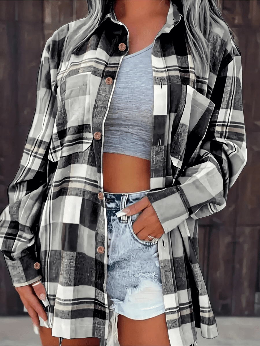 Alessia | Elegant Textured Long Sleeve Blouse - MUSSRA