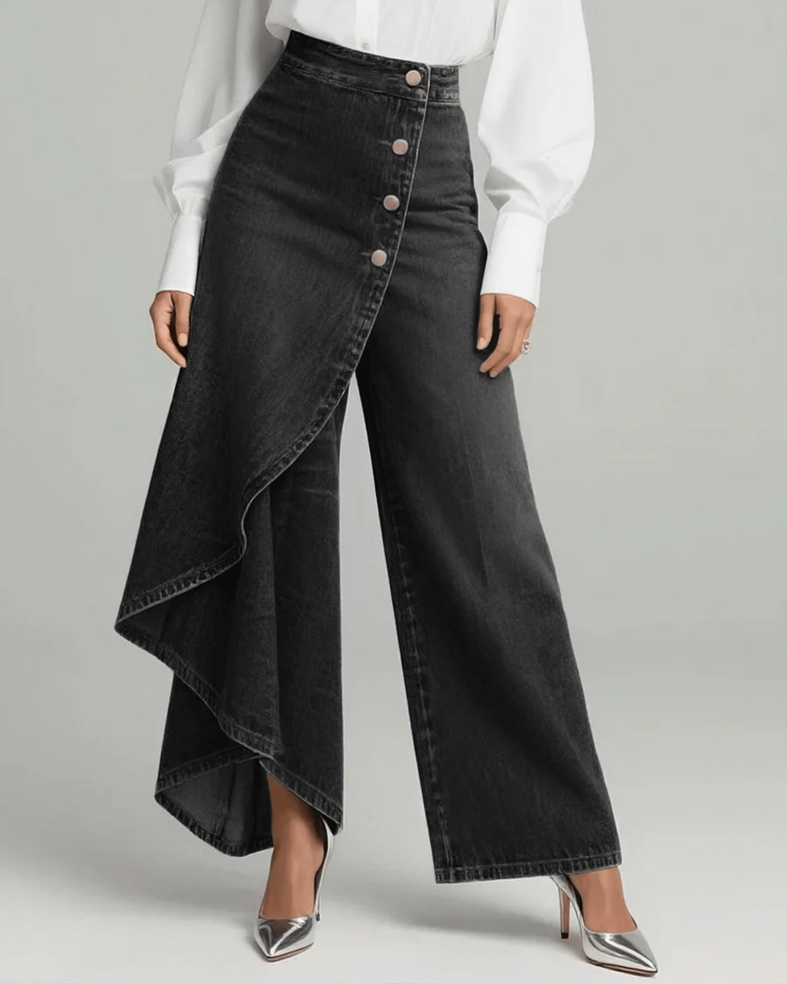 Audrey | Denim Wrap Trousers - MUSSRA