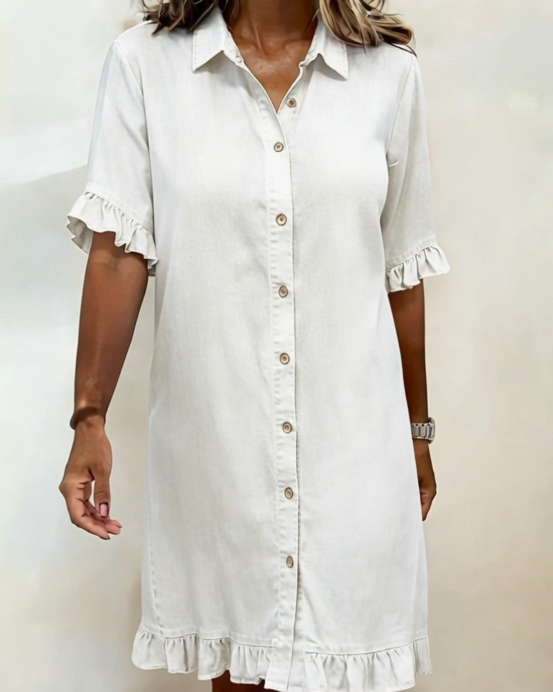 Lusa | Comfortable Denim Dress with Flattering Ripple
