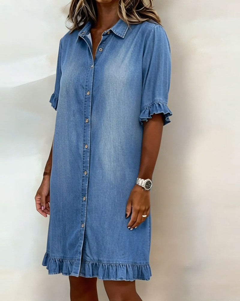 Lusa | Comfortable Denim Dress with Flattering Ripple