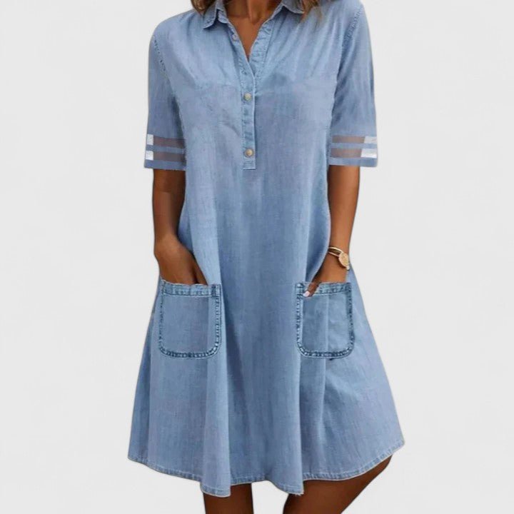 Brittany | Figure Flattering Denim Dress - MUSSRA
