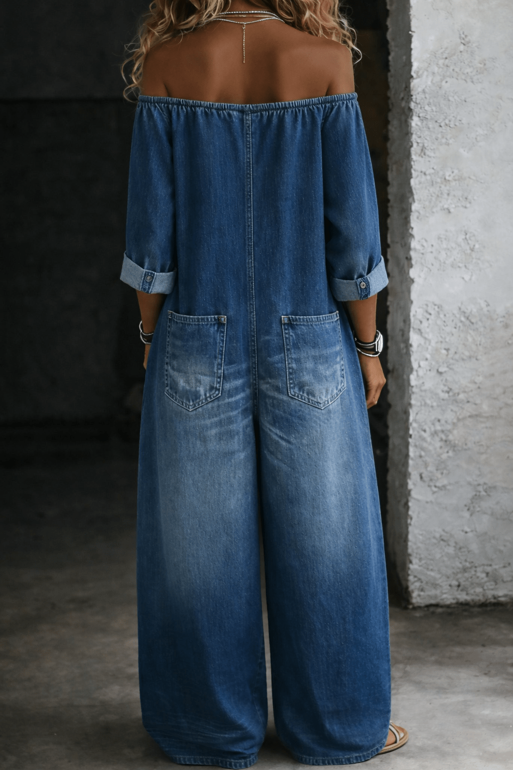 Elena | Off Shoulder Long Sleeve Jumpsuit - MUSSRA