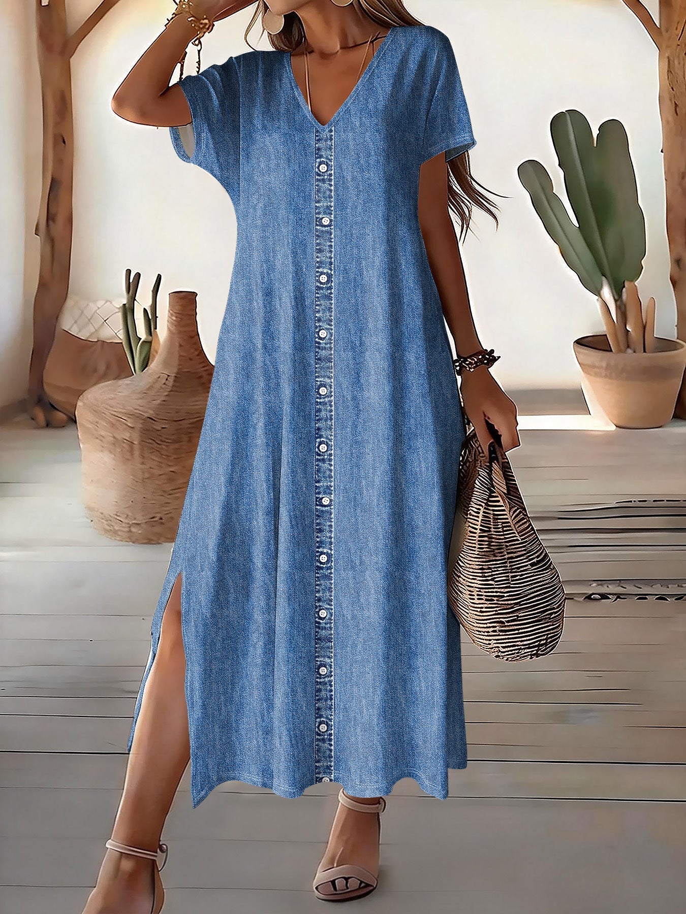 Helen | Denim Stylish Retro Dress - MUSSRA