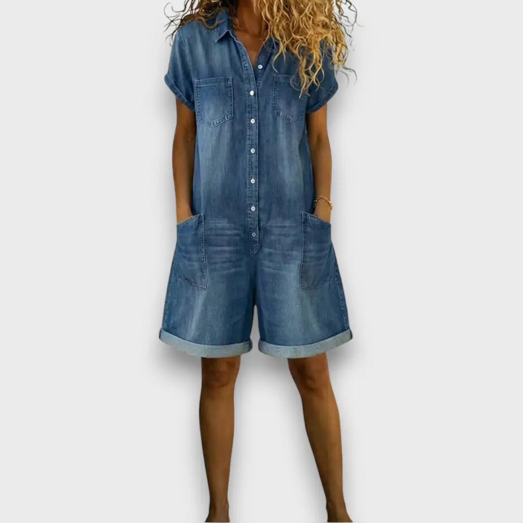 Joan | Vintage short Cotton Denim - Look Overalls - MUSSRA