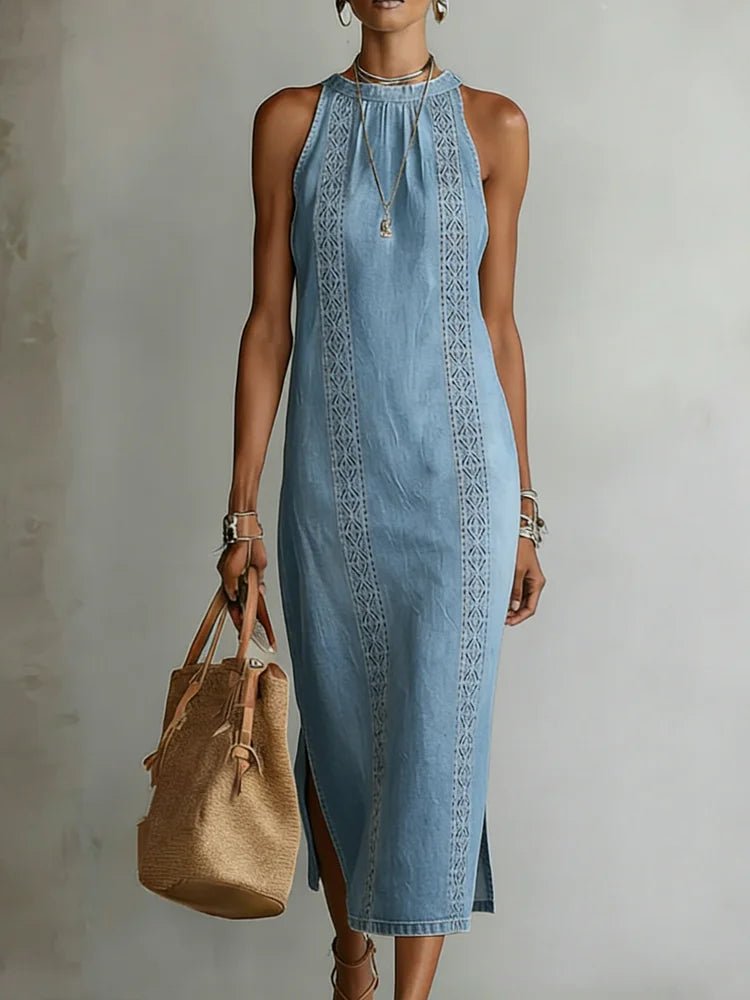 Julia | Retro Lace Denim Dress - MUSSRA