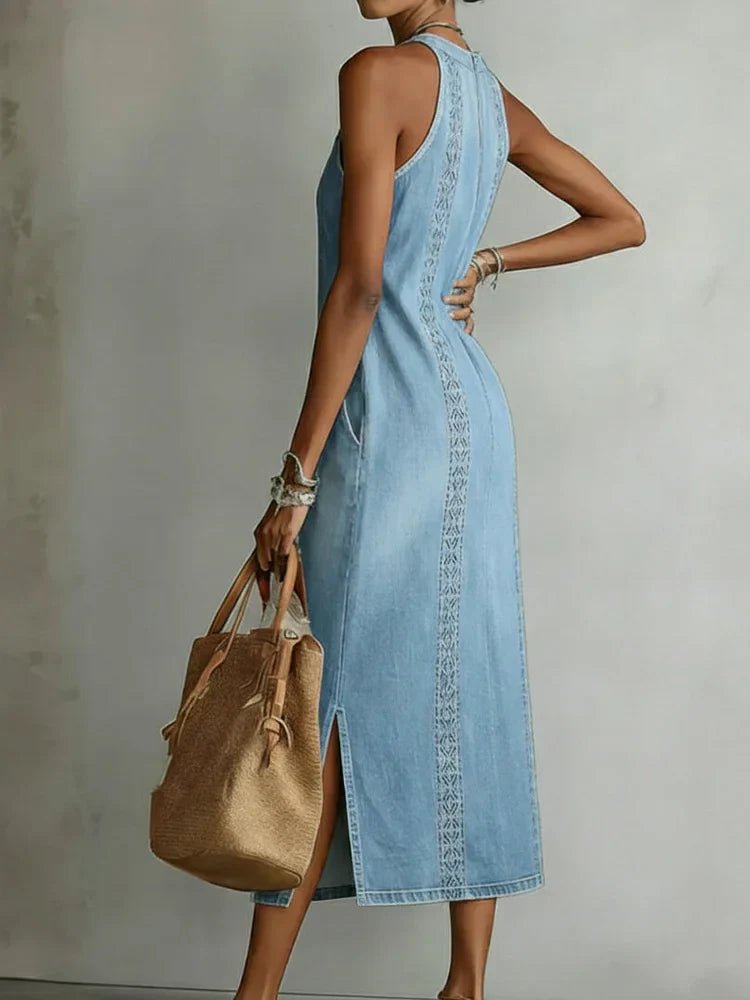 Julia | Retro Lace Denim Dress - MUSSRA