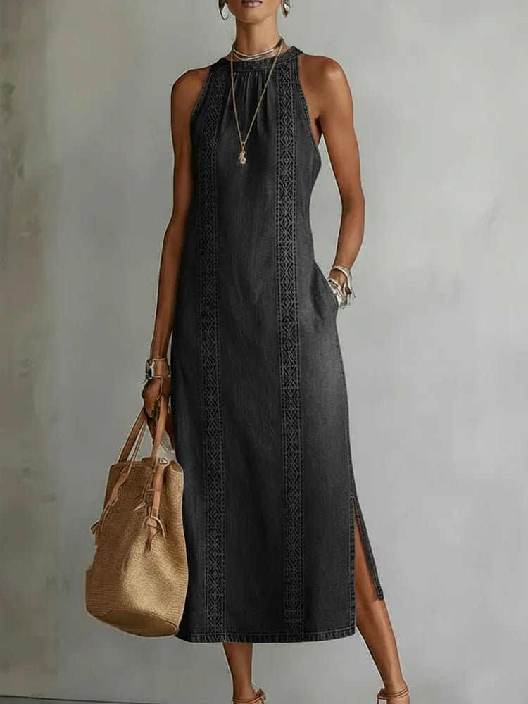 Julia | Retro Lace Denim Dress - MUSSRA