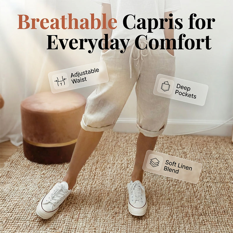 Vara | Casual Cotton Linen Capris