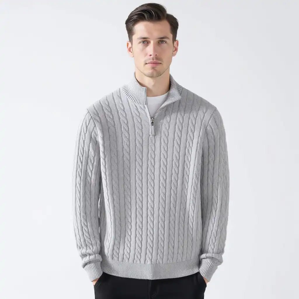 Zipped Cable Sweater - MUSSRA