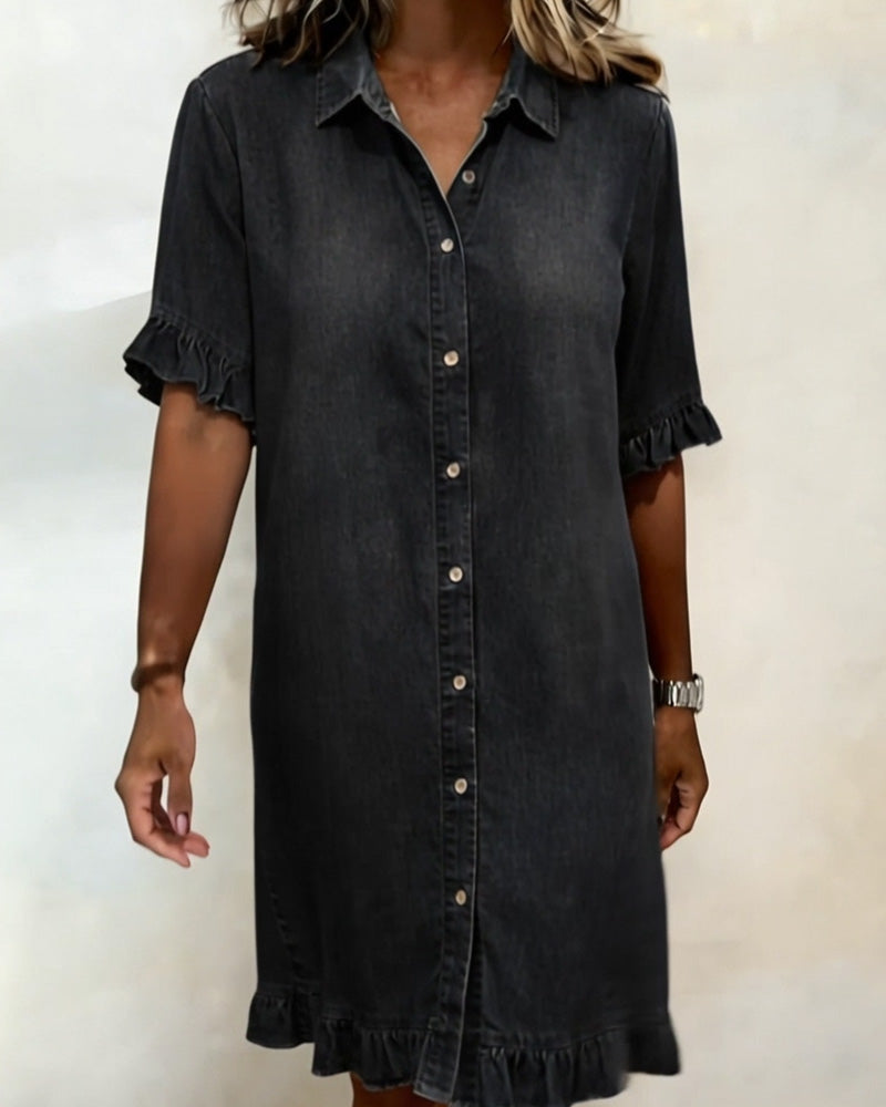Lusa | Comfortable Denim Dress with Flattering Ripple