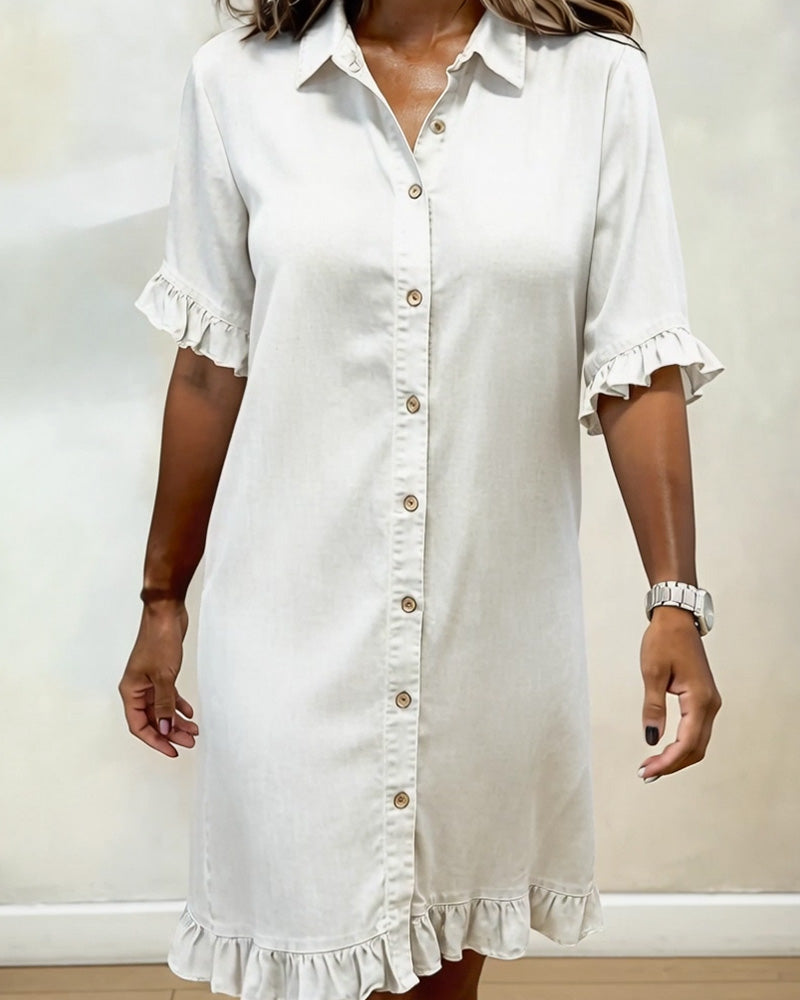 Lusa | Comfortable Denim Dress with Flattering Ripple