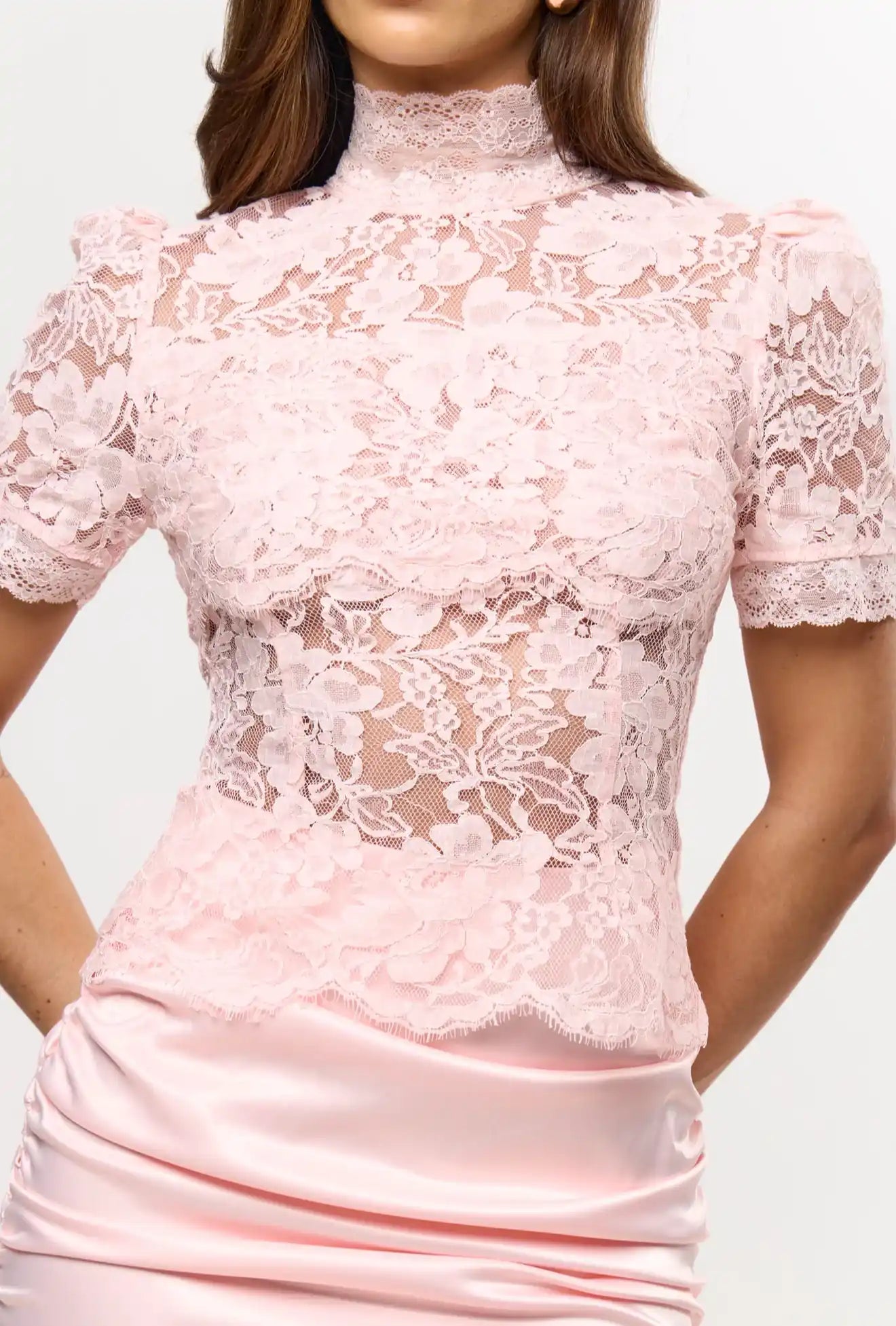 Saffron Lace Top | Baby Pink