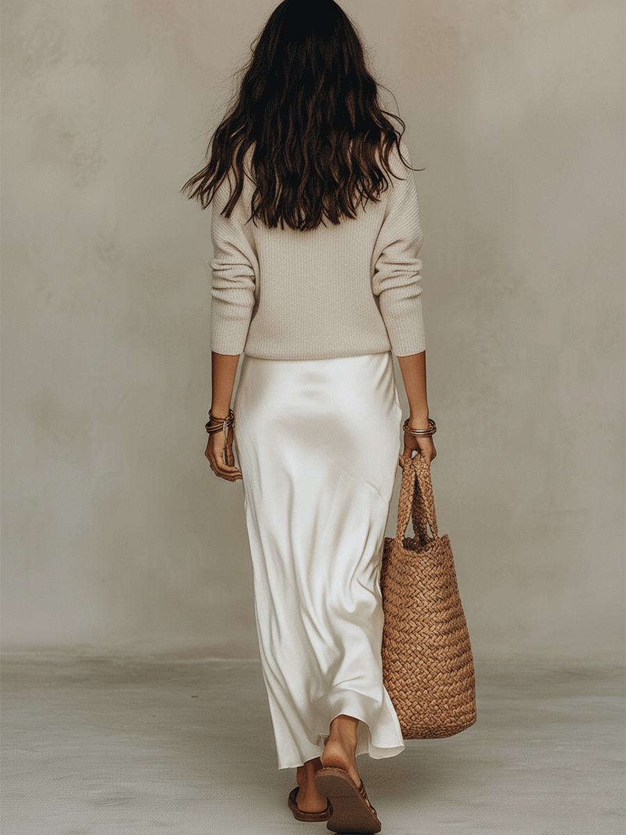 Chloe | Effortless Knit & Satin Midi Ensemble