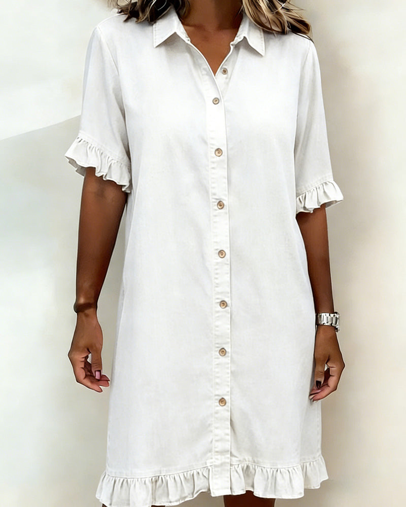 Lusa | Comfortable Denim Dress with Flattering Ripple