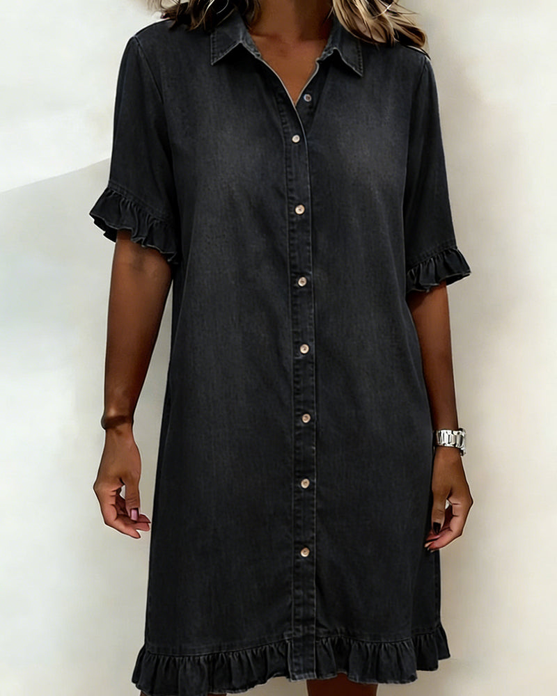 Lusa | Comfortable Denim Dress with Flattering Ripple