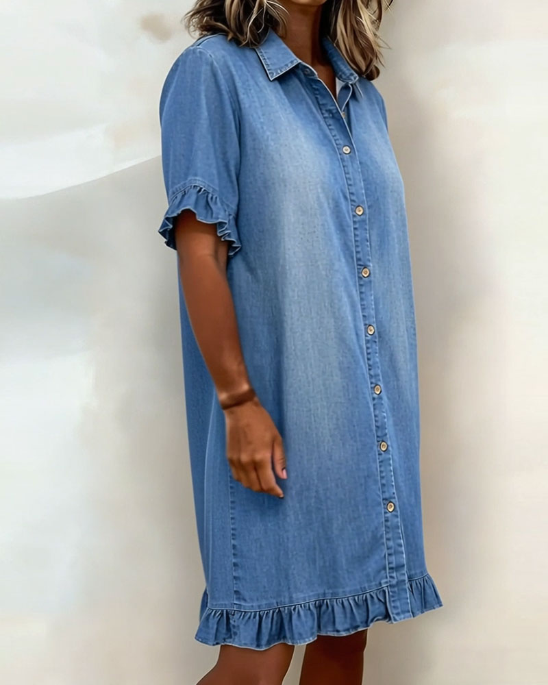 Lusa | Comfortable Denim Dress with Flattering Ripple
