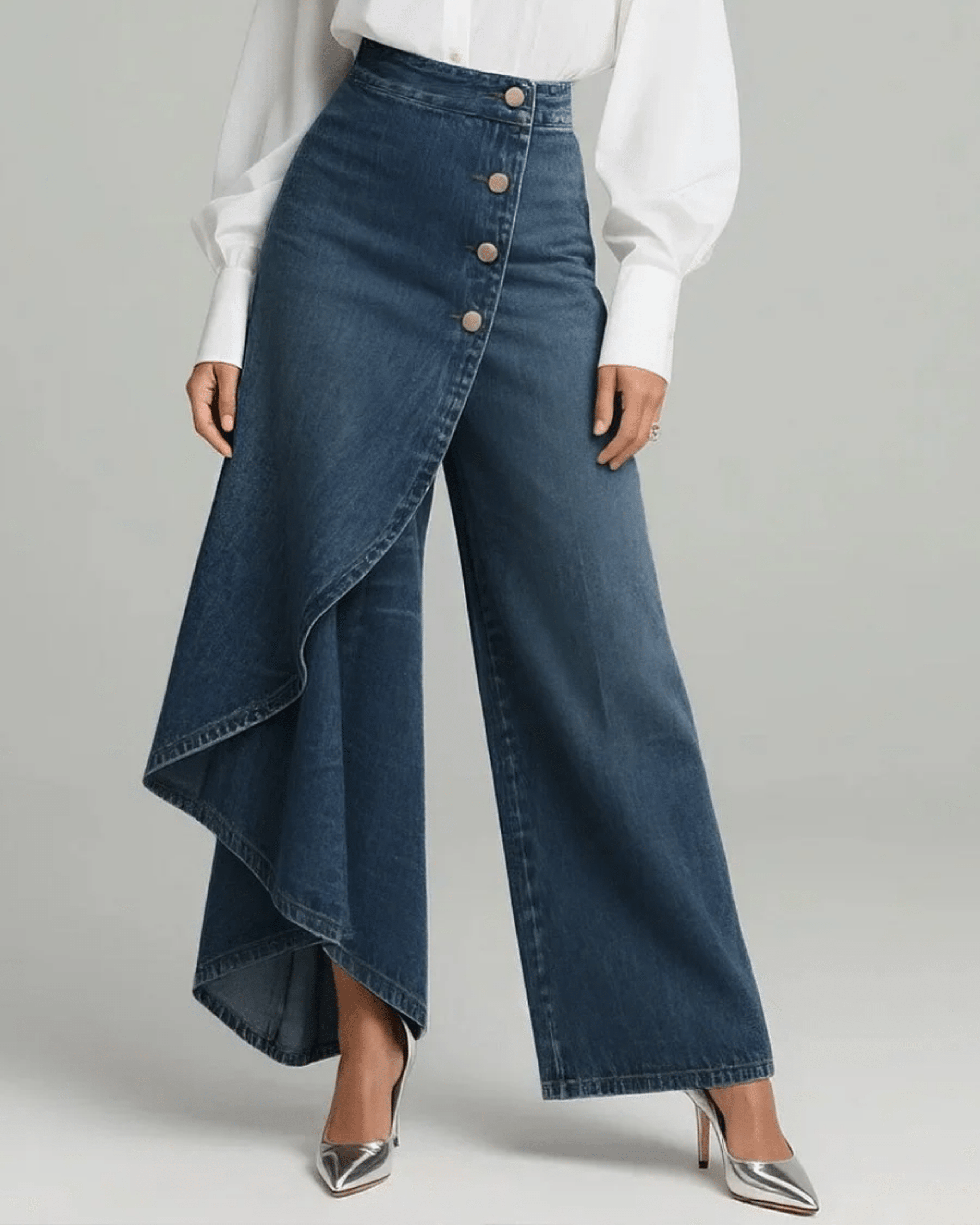 Audrey | Denim Wrap Trousers - MUSSRA