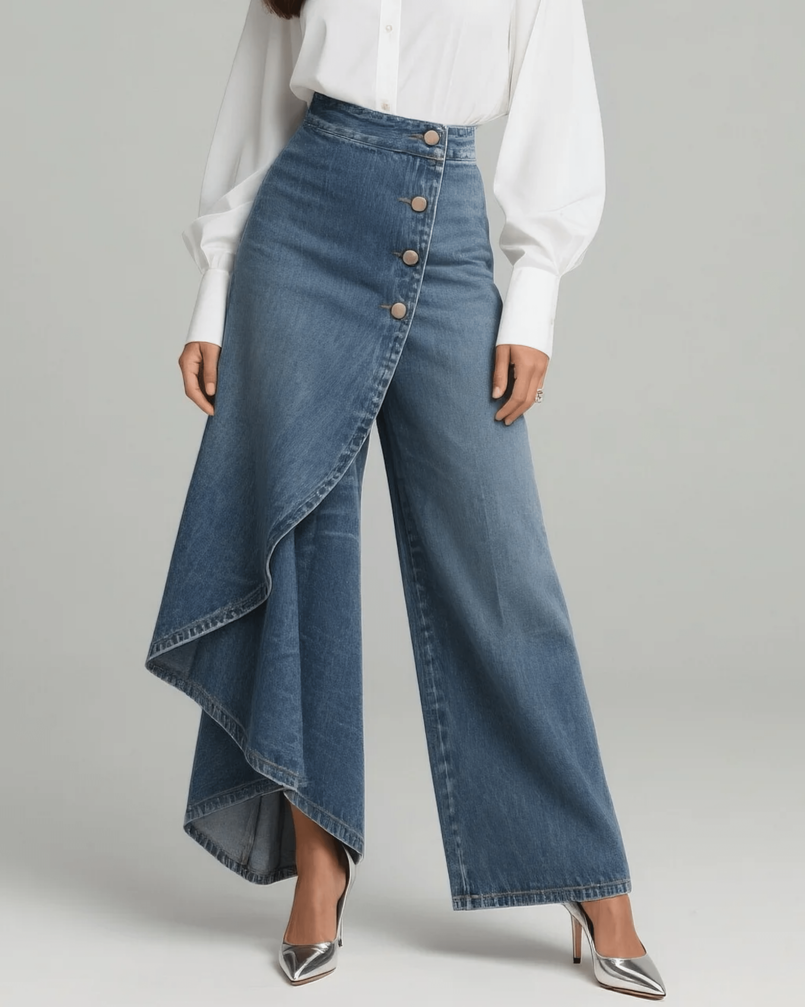 Audrey | Denim Wrap Trousers - MUSSRA