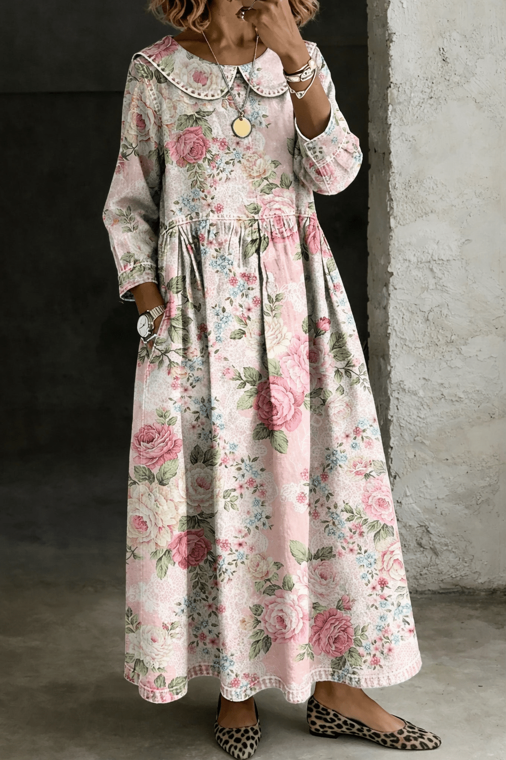 Brooklyn | Floral Collar Denim Dress - MUSSRA