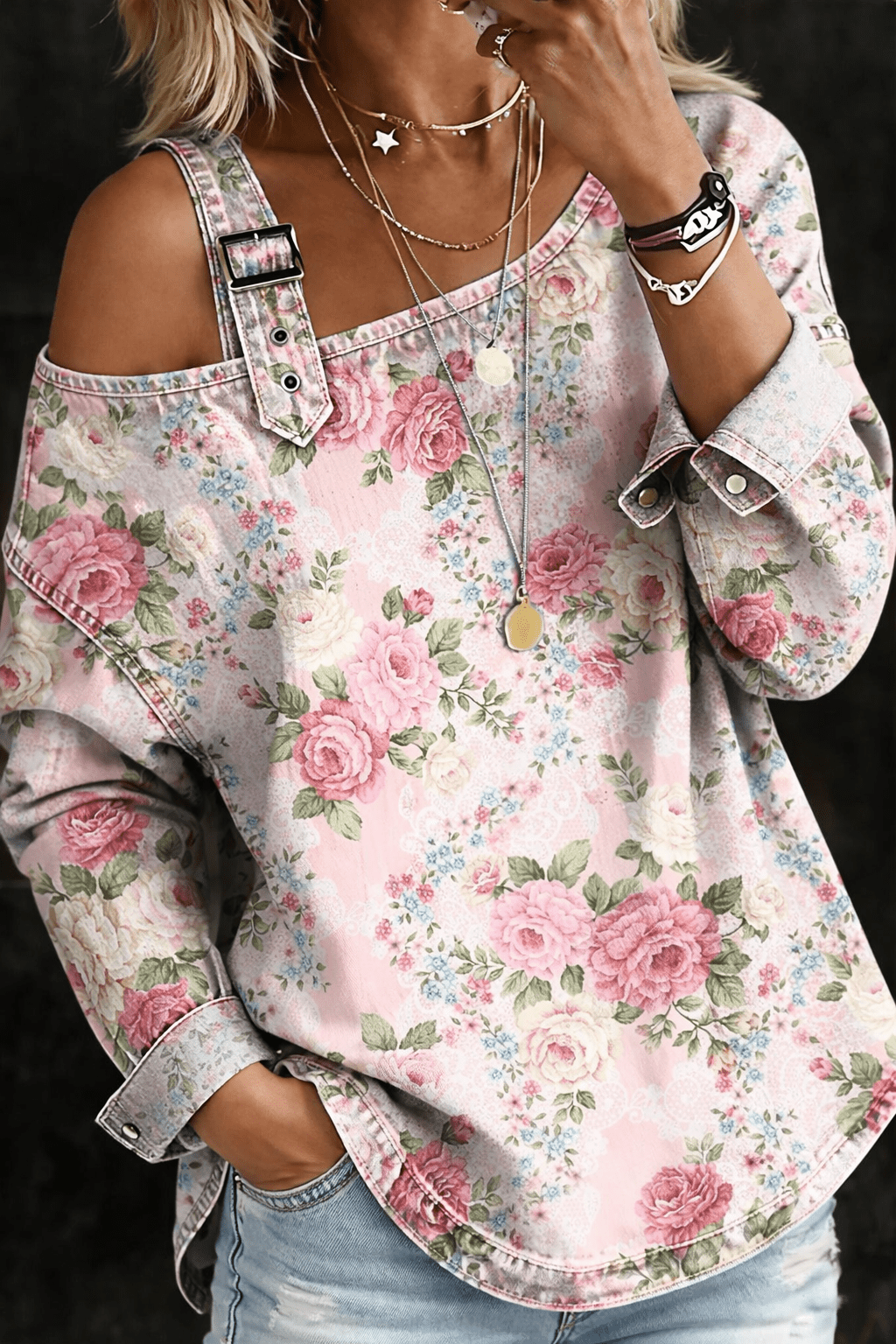 Brooklyn | Floral Collar Denim Dress - MUSSRA