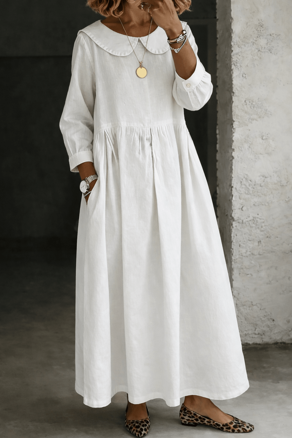 Clara | Peter Pan Collar Denim Dress - MUSSRA