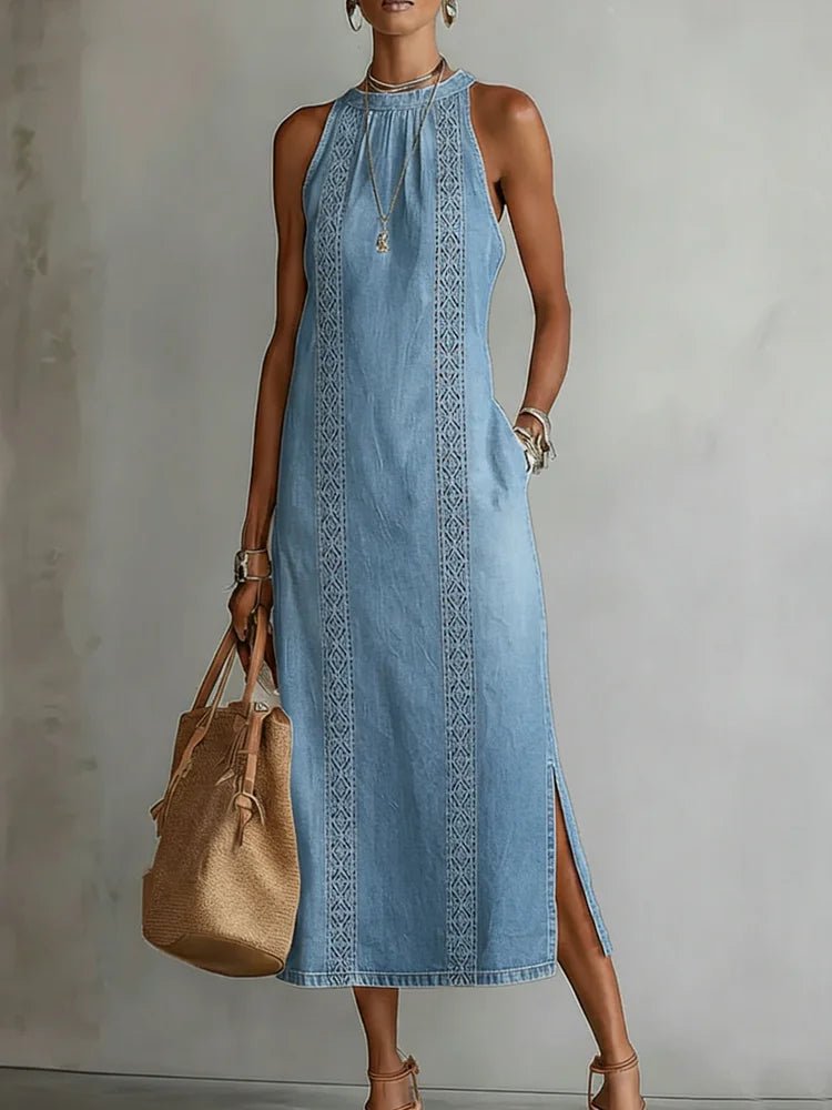 Julia | Retro Lace Denim Dress - MUSSRA