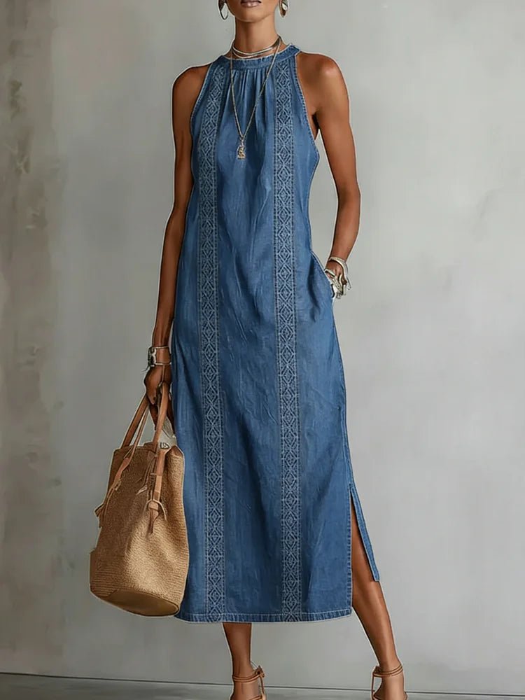 Julia | Retro Lace Denim Dress - MUSSRA