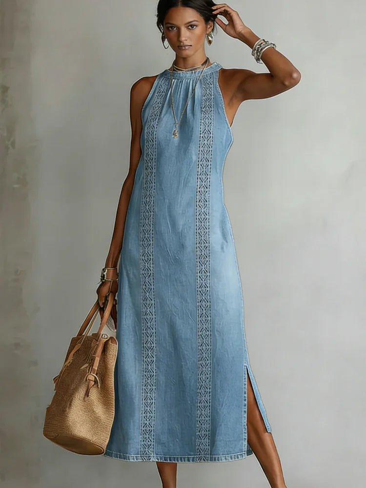 Julia | Retro Lace Denim Dress - MUSSRA