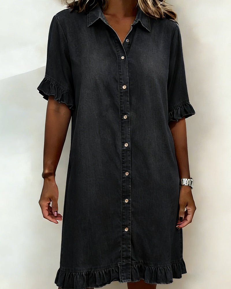 Lusa | Comfortable Denim Dress with Flattering Ripple - MUSSRA