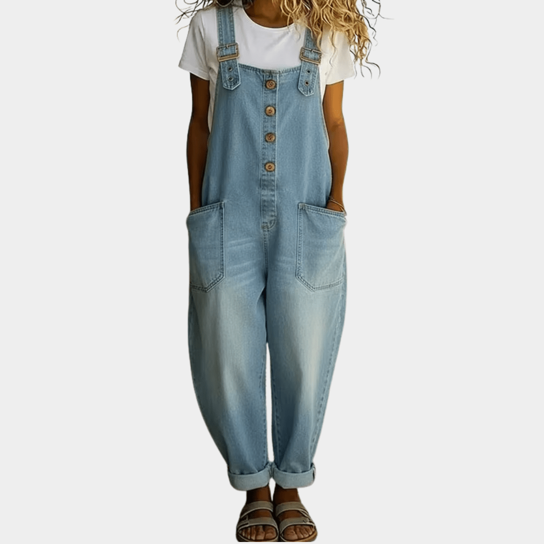 Mae | Vintage Soft Cotton Denim - Look Overalls with Adjustable straps - MUSSRA