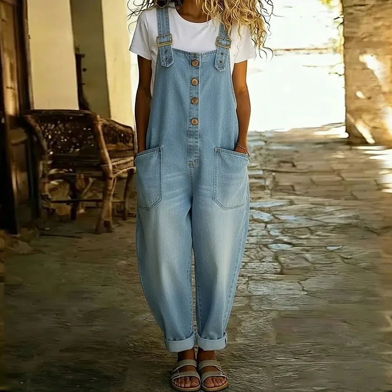 Mae | Vintage Soft Cotton Denim - Look Overalls with Adjustable straps - MUSSRA
