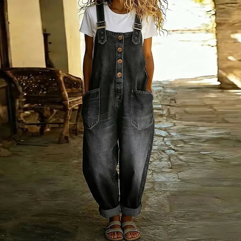 Mae | Vintage Soft Cotton Denim - Look Overalls with Adjustable straps - MUSSRA