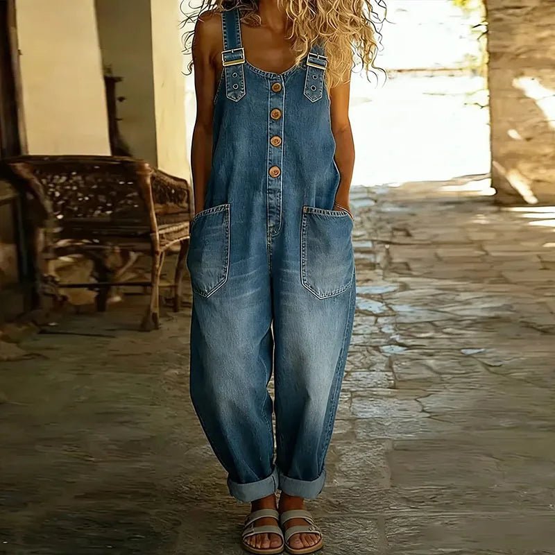 Mae | Vintage Soft Cotton Denim - Look Overalls with Adjustable straps - MUSSRA