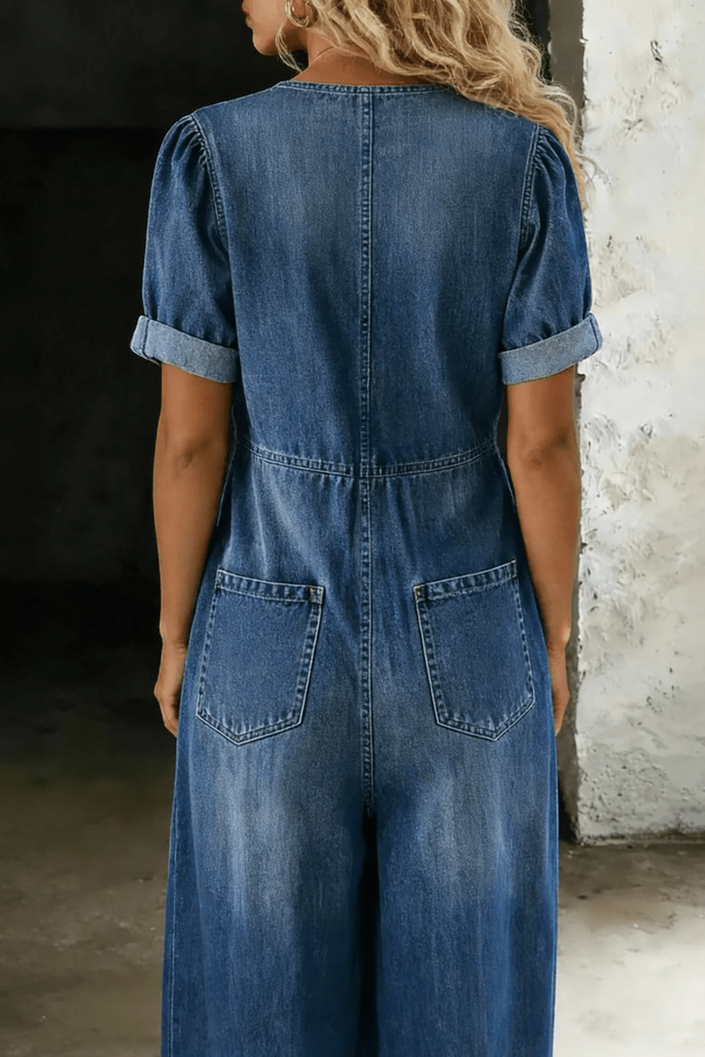 Maya | V Neck Short Sleeve Jumpsuit - MUSSRA