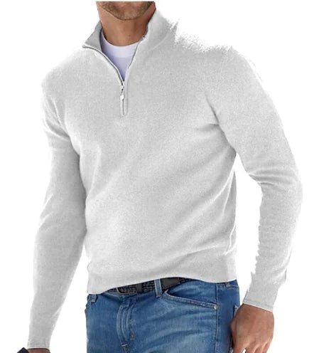 Rema Men's Soft - Knit Quarter Zip Jumper - Costello Golf Pullover - MUSSRA