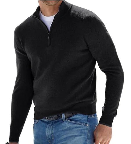 Rema Men's Soft - Knit Quarter Zip Jumper - Costello Golf Pullover - MUSSRA