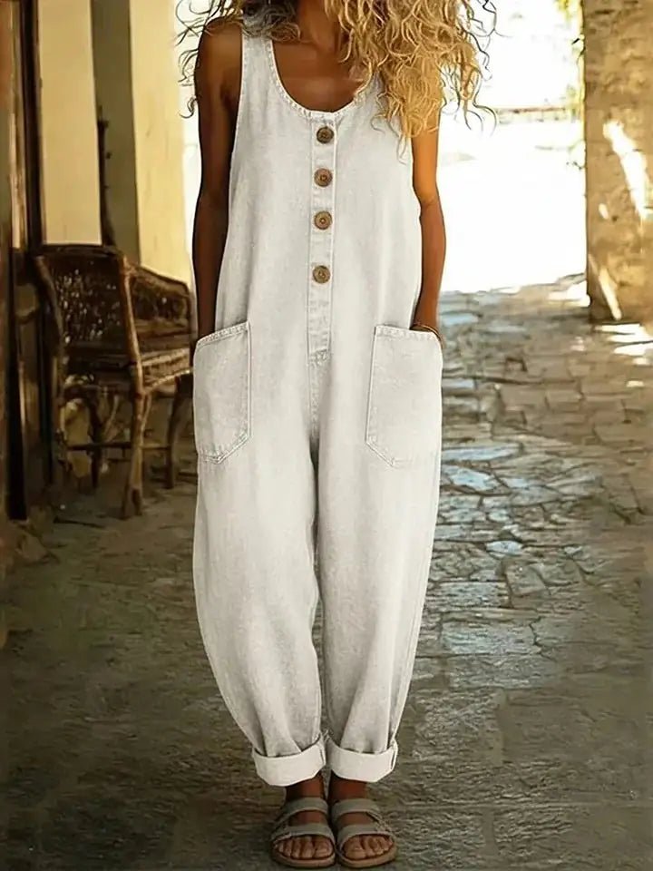 Ruth | Vintage Washed Cotton Denim Overalls - MUSSRA