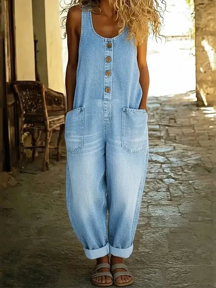 Ruth | Vintage Washed Cotton Denim Overalls - MUSSRA