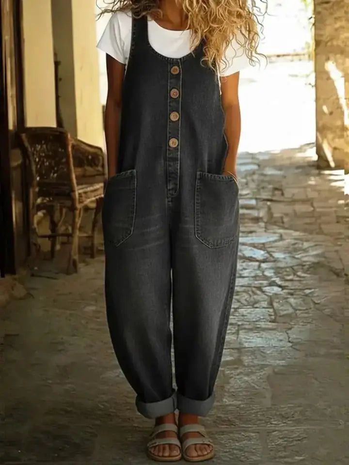 Ruth | Vintage Washed Cotton Denim Overalls