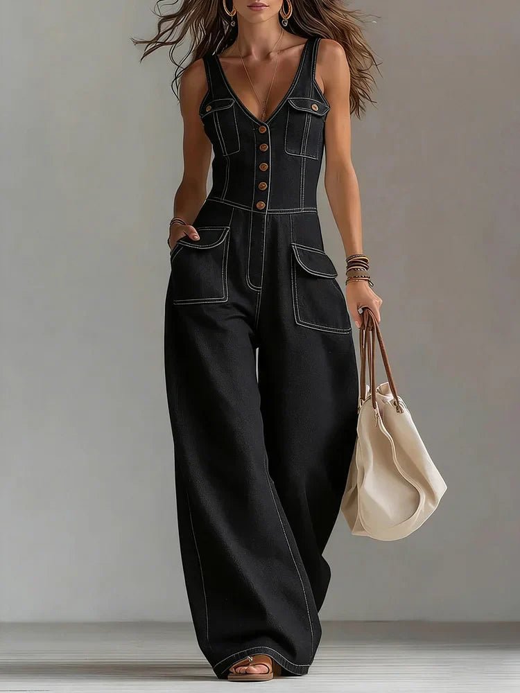 Sophie | Casual Denim Wide Jumpsuit - MUSSRA