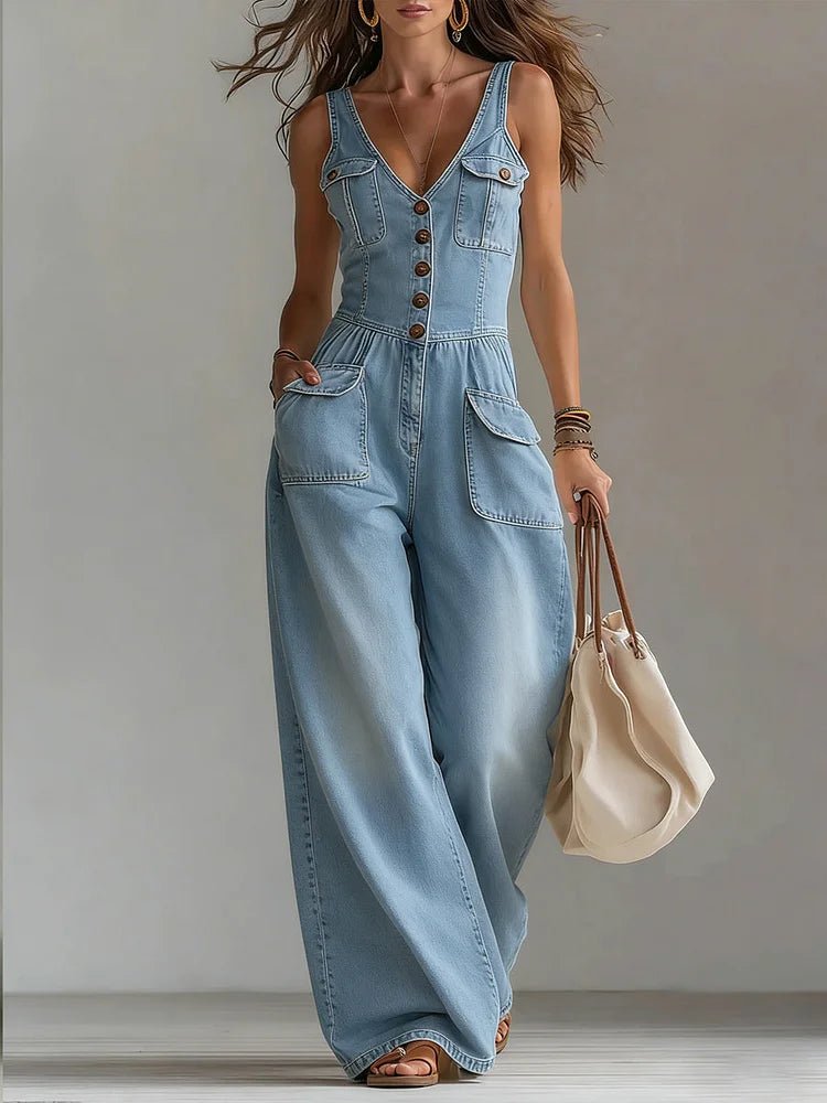 Sophie | Casual Denim Wide Jumpsuit - MUSSRA