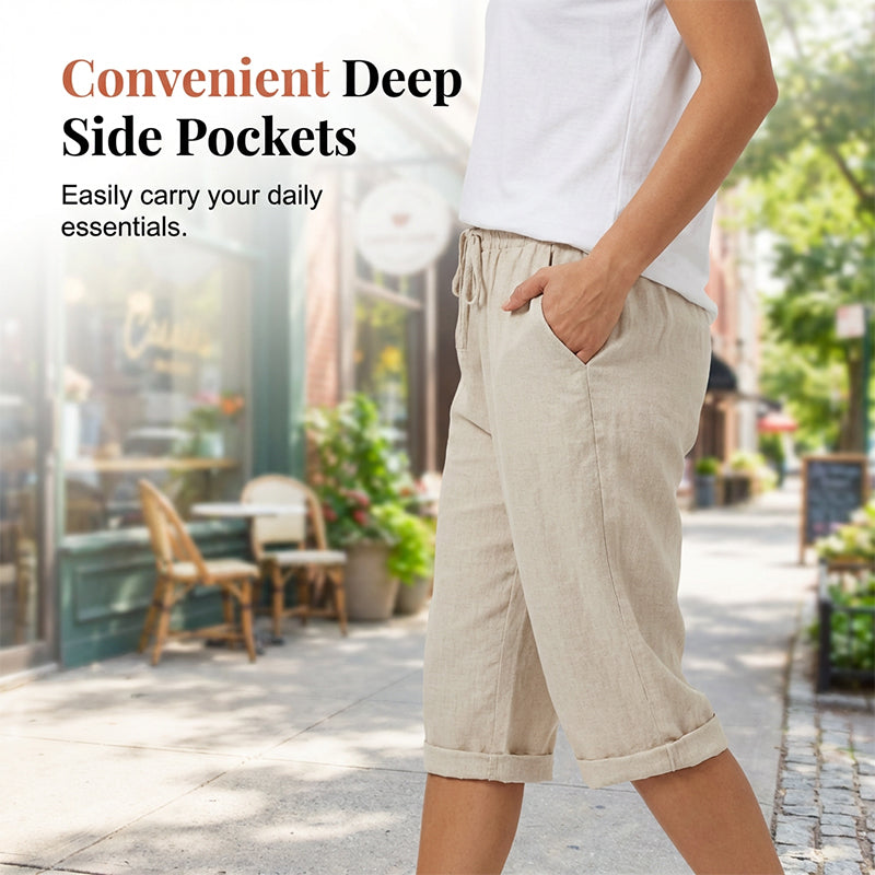 Vara | Casual Cotton Linen Capris