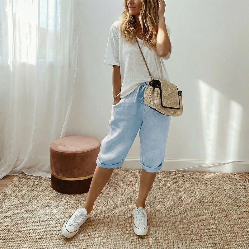 Vara | Casual Cotton Linen Capris