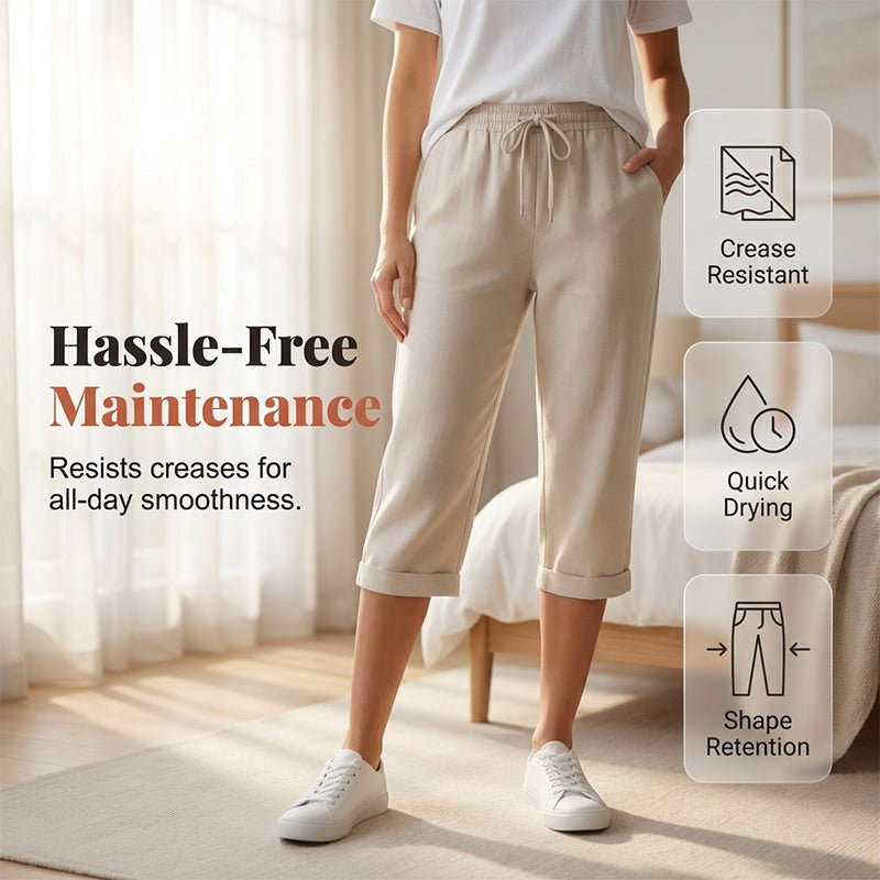 Vara | Casual Cotton Linen Capris - MUSSRA