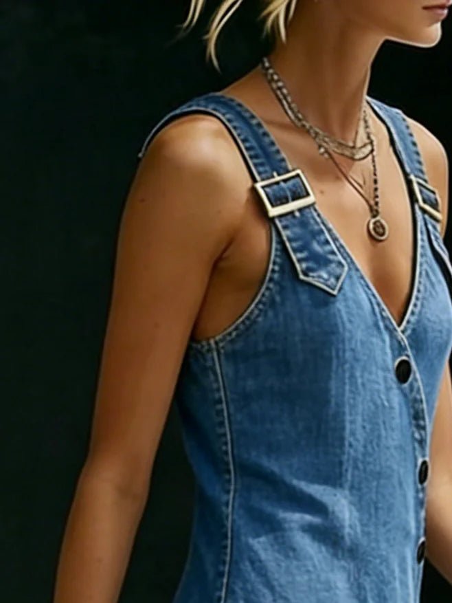 Vera | Long Denim Button Down Dress - MUSSRA