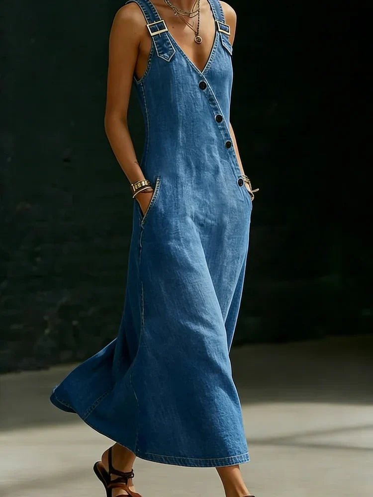 Vera | Long Denim Button Down Dress - MUSSRA