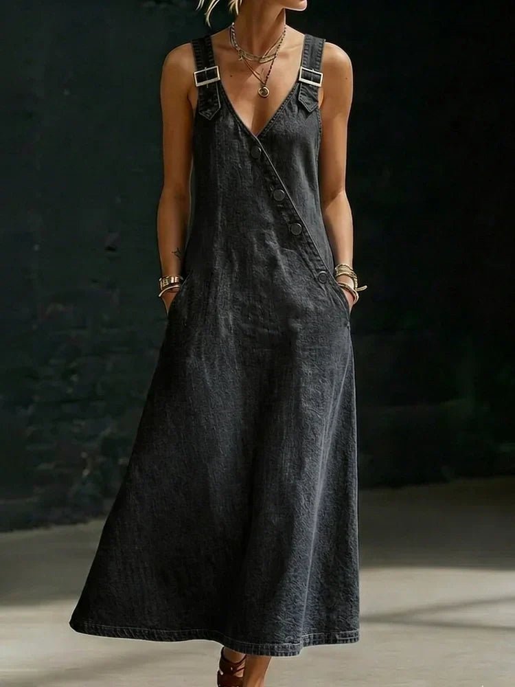 Vera | Long Denim Button Down Dress - MUSSRA