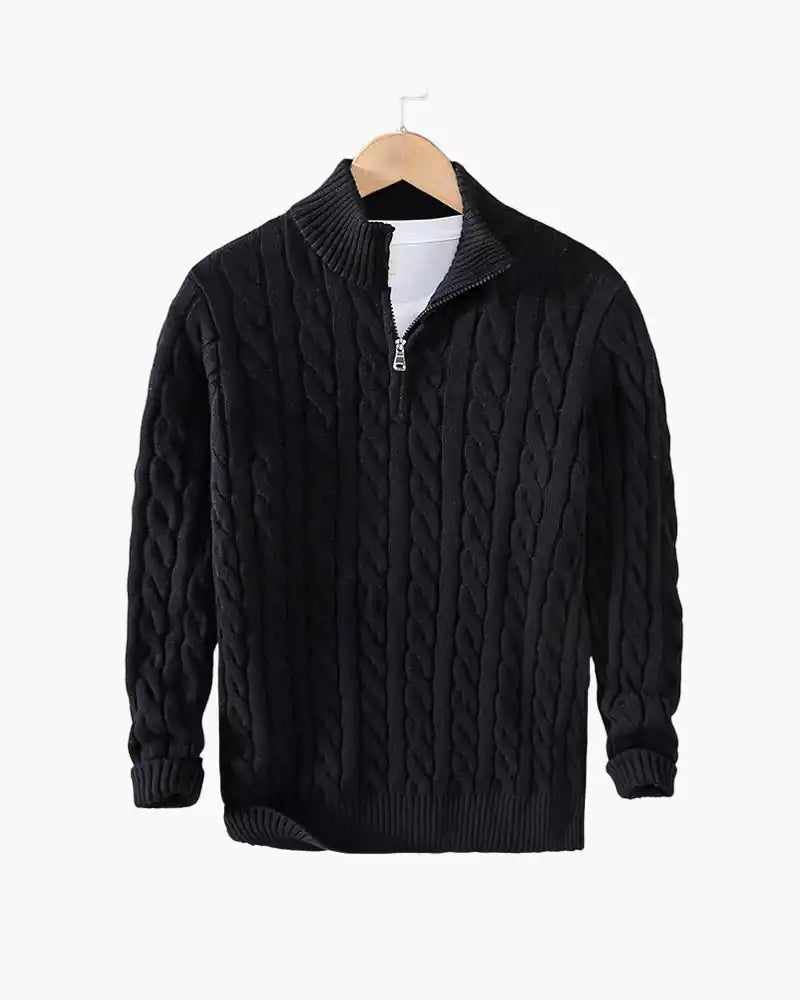 Zipped Cable Sweater - MUSSRA