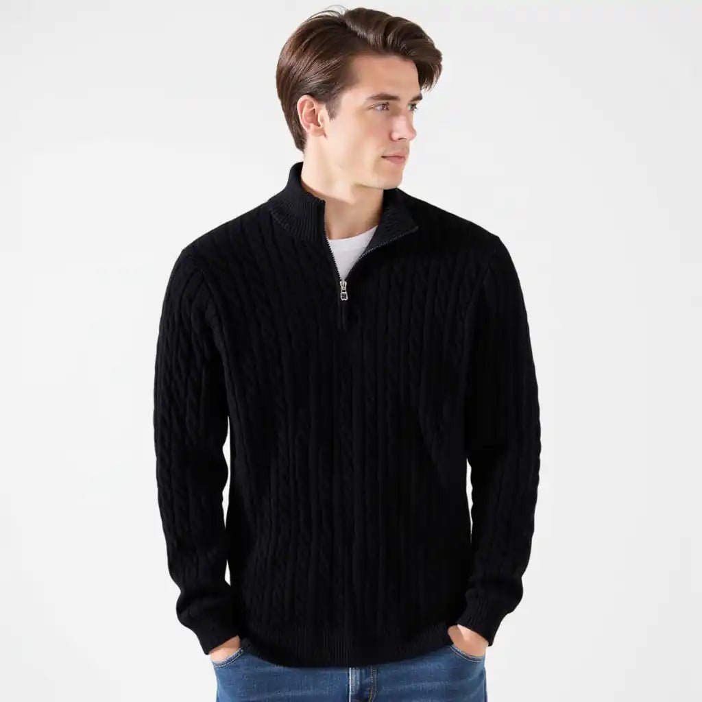 Zipped Cable Sweater - MUSSRA